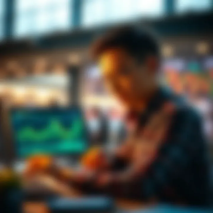 Investor analyzing market trends using E*TRADE tools