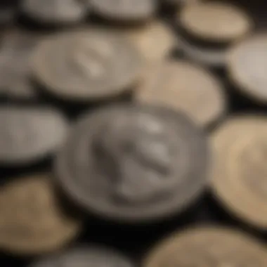 Historical coins displayed in a collection