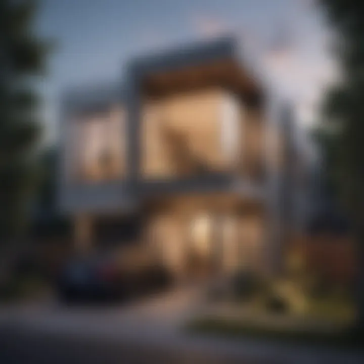 Exterior view of a modern duplex showcasing its architectural design