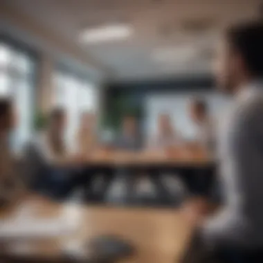 Collaboration Between Startups and Investors A meeting between entrepreneurs and venture capitalists in a modern office setting
