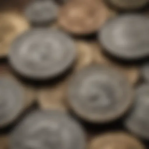 A close-up of rare coins showcasing intricate designs and history.