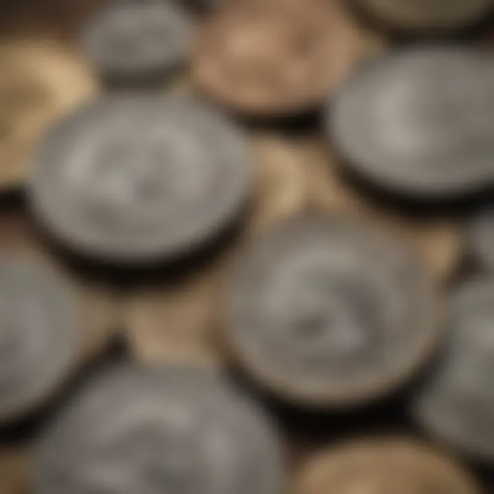 A close-up of rare coins showcasing intricate designs and history.