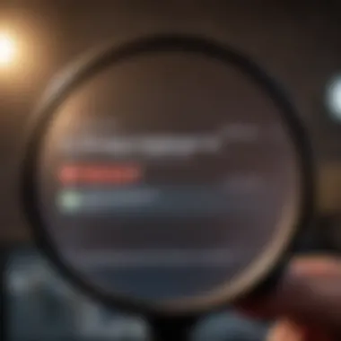 Analyzing Engagement Statistics A magnifying glass focusing on social media engagement statistics