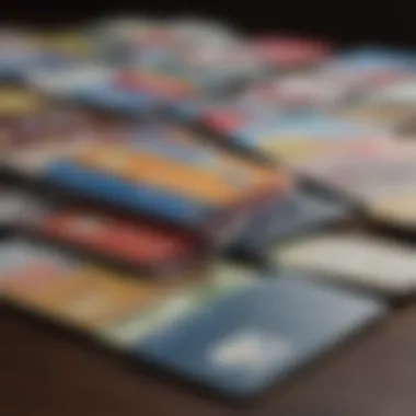 An array of various prepaid cards displayed on a table