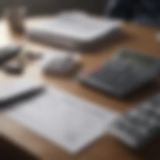 Desk with tax forms and calculator