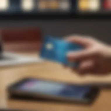 A person reviewing credit card terms on a digital device