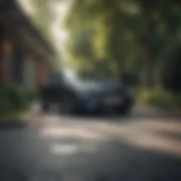 A car parked safely in a driveway