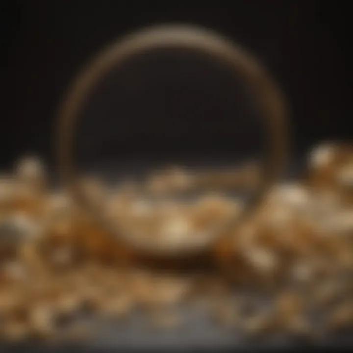 A magnifying glass over gold jewelry