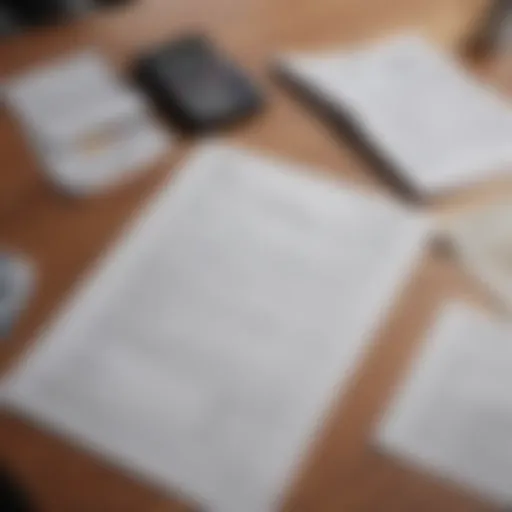 Tax documents and calculations on a desk