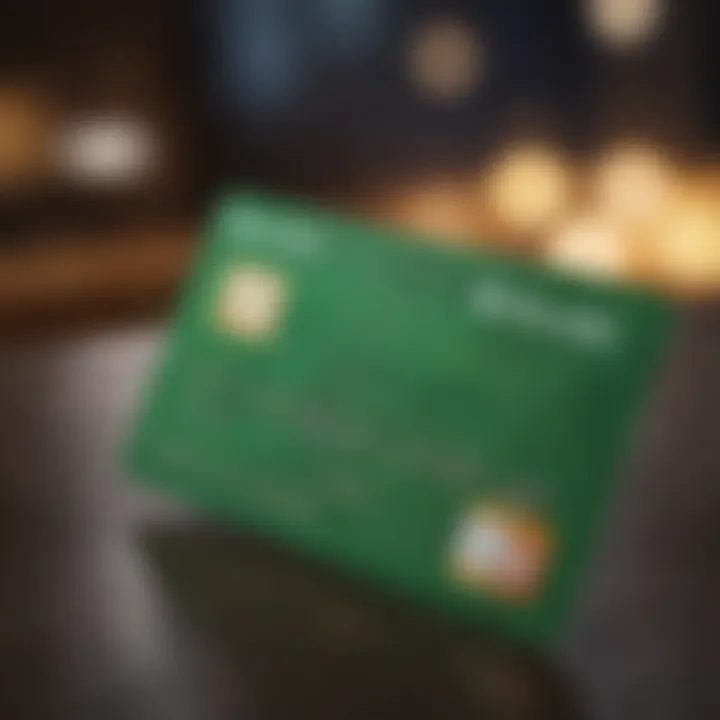 Close-up of a business credit card showing rewards features