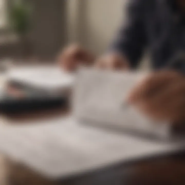A person reviewing financial documents related to EIN
