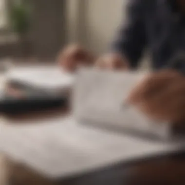 Reviewing Financial Documents for EIN A person reviewing financial documents related to EIN
